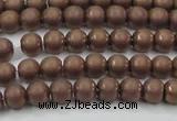 CHE723 15.5 inches 4mm round matte plated hematite beads wholesale