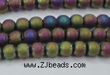 CHE725 15.5 inches 4mm round matte plated hematite beads wholesale