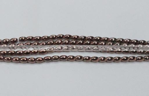 CHE742 15.5 inches 4*6mm rice plated hematite beads wholesale