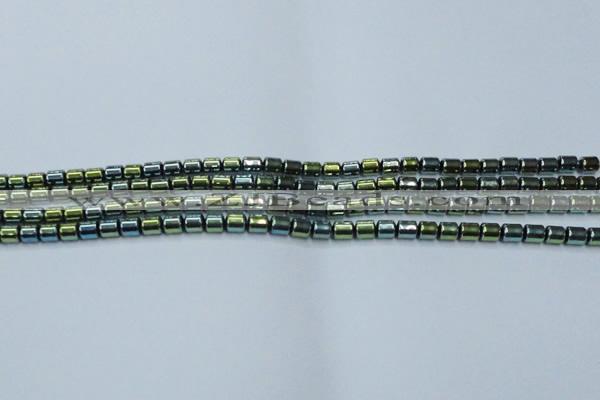 CHE789 15.5 inches 4*4.5mm drum plated hematite beads wholesale