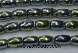 CHE814 15.5 inches 5*8mm rice plated hematite beads wholesale