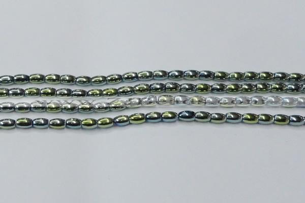 CHE814 15.5 inches 5*8mm rice plated hematite beads wholesale