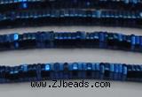 CHE831 15.5 inches 1*2mm hexagon plated hematite beads wholesale