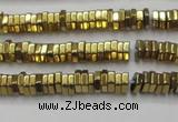 CHE835 15.5 inches 1*3mm hexagon plated hematite beads wholesale