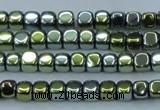 CHE869 15.5 inches 4*4mm dice platedhematite beads wholesale