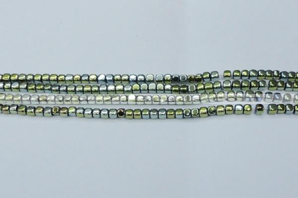 CHE869 15.5 inches 4*4mm dice platedhematite beads wholesale