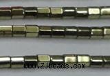 CHE888 15.5 inches 2*2mm faceted tube plated hematite beads wholesale