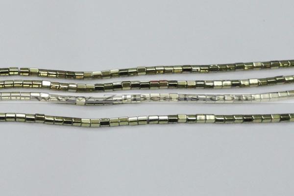 CHE898 15.5 inches 3*3mm faceted tube plated hematite beads wholesale