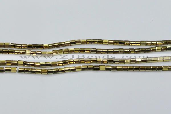 CHE899 15.5 inches 3*3mm faceted tube plated hematite beads wholesale