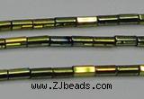 CHE909 15.5 inches 2*4mm faceted tube plated hematite beads wholesale