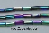 CHE910 15.5 inches 2*4mm faceted tube plated hematite beads wholesale
