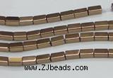 CHE955 15.5 inches 2*4mm cuboid plated hematite beads wholesale