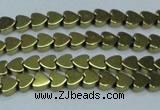 CHE992 15.5 inches 4*4mm heart plated hematite beads wholesale