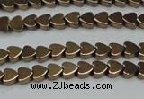 CHE993 15.5 inches 4*4mm heart plated hematite beads wholesale