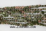 CHG100 15.5 inches 6mm flat heart unakite gemstone beads wholesale