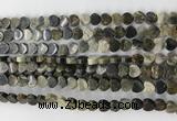 CHG112 15.5 inches 6mm flat heart black silver leaf beads wholesale