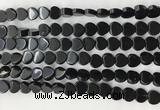 CHG120 15.5 inches 8mm flat heart black stone beads wholesale