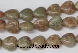 CHG14 15.5 inches 10*10mm heart New unakite gemstone beads wholesale