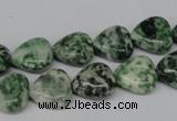 CHG38 15.5 inches 12*12mm heart green spot jasper beads wholesale