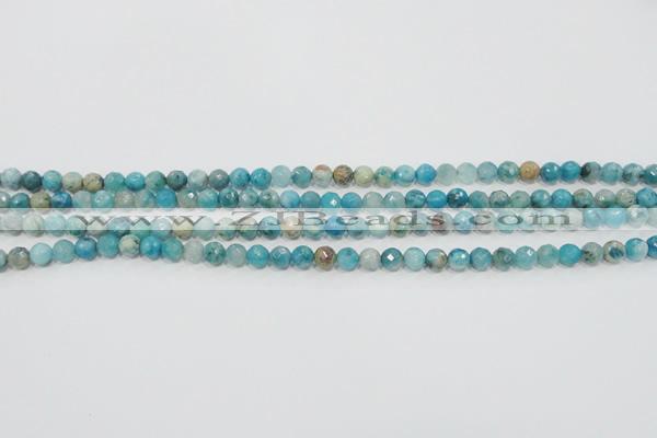 CHM210 15.5 inches 4mm faceted round blue hemimorphite beads