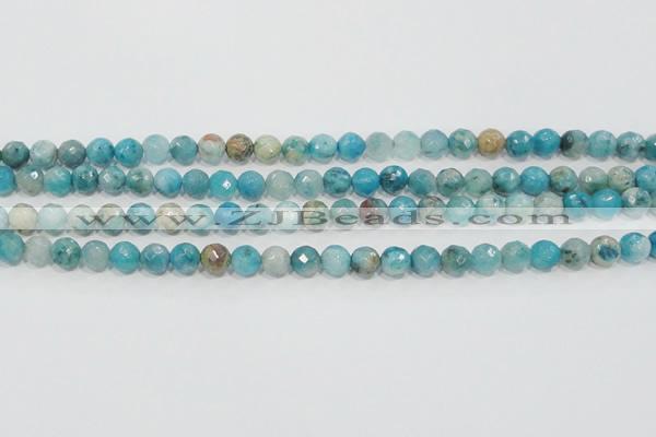 CHM212 15.5 inches 8mm faceted round blue hemimorphite beads