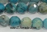 CHM215 15.5 inches 14mm faceted round blue hemimorphite beads