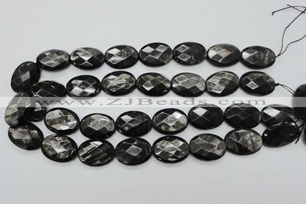 CHS08 15.5 inches 18*25mm faceted oval natural hypersthene gemstone beads