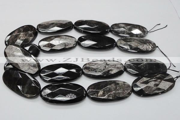 CHS09 15.5 inches 25*50mm faceted oval natural hypersthene gemstone beads