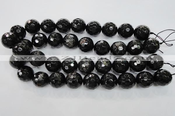 CHS51 15.5 inches 20mm faceted round natural hypersthene beads