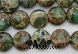 CIJ29 15.5 inches 14mm flat round impression jasper beads wholesale