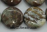 CJA07 15.5 inches 25mm coin green jasper beads wholesale