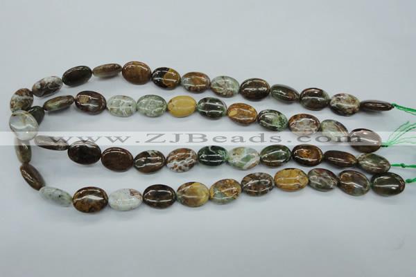 CJA18 15.5 inches 12*16mm oval green jasper beads wholesale