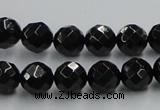CJB07 16 inches 10mm faceted round natural jet gemstone beads wholesale