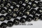 CJB151 15.5 inches 8mm round natural jet & pyrite gemstone beads