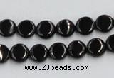 CJB19 16 inches 8mm flat round natural jet gemstone beads wholesale