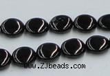 CJB21 16 inches 12mm flat round natural jet gemstone beads wholesale