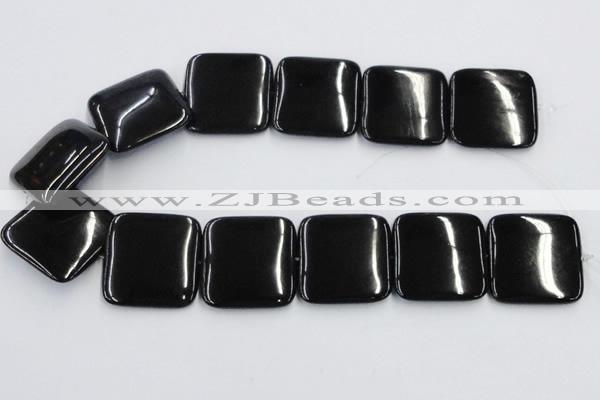 CJB30 16 inches 30*30mm square natural jet gemstone beads wholesale