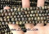 CJB314 15.5 inches 4mm round orange dendritic jade beads