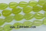 CKA112 15.5 inches 8*12mm flat teardrop Korean jade gemstone beads