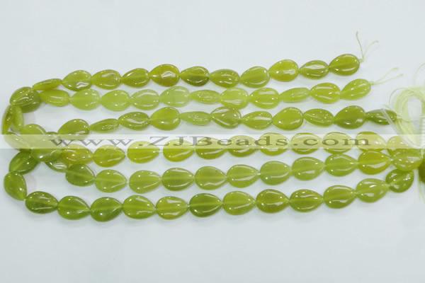 CKA113 15.5 inches 12*16mm flat teardrop Korean jade gemstone beads