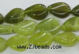 CKA114 15.5 inches 13*18mm twisted flat teardrop Korean jade beads