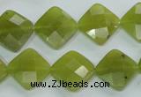 CKA117 15.5 inches 14*14mm faceted diamond Korean jade beads