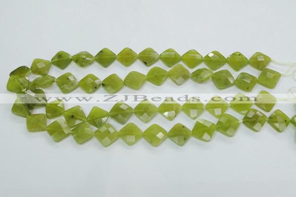 CKA117 15.5 inches 14*14mm faceted diamond Korean jade beads