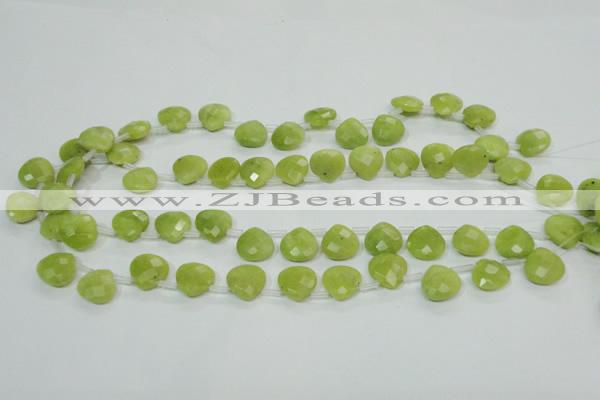 CKA119 Top-drilled 13*13mm faceted flat teardrop Korean jade beads