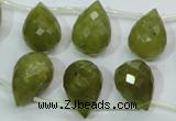 CKA121 Top-drilled 12*17mm faceted teardrop Korean jade beads