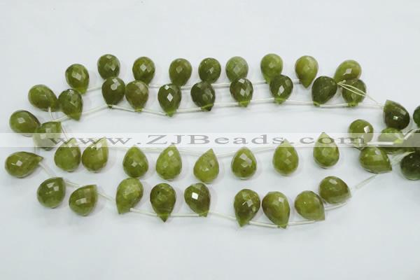 CKA121 Top-drilled 12*17mm faceted teardrop Korean jade beads
