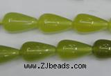 CKA212 15.5 inches 10*18mm teardrop Korean jade gemstone beads