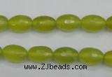 CKA226 15.5 inches 8*12mm faceted rice Korean jade gemstone beads