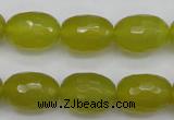 CKA227 15.5 inches 12*16mm faceted rice Korean jade gemstone beads