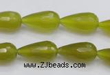 CKA229 15.5 inches 10*20mm faceted teardrop Korean jade gemstone beads